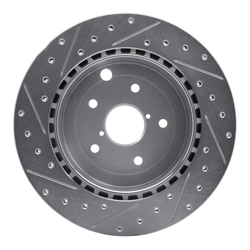 R1 Concepts R1 08-20 Subaru WRX STI Rear Right Drilled & Slotted Silver Brake Rotor