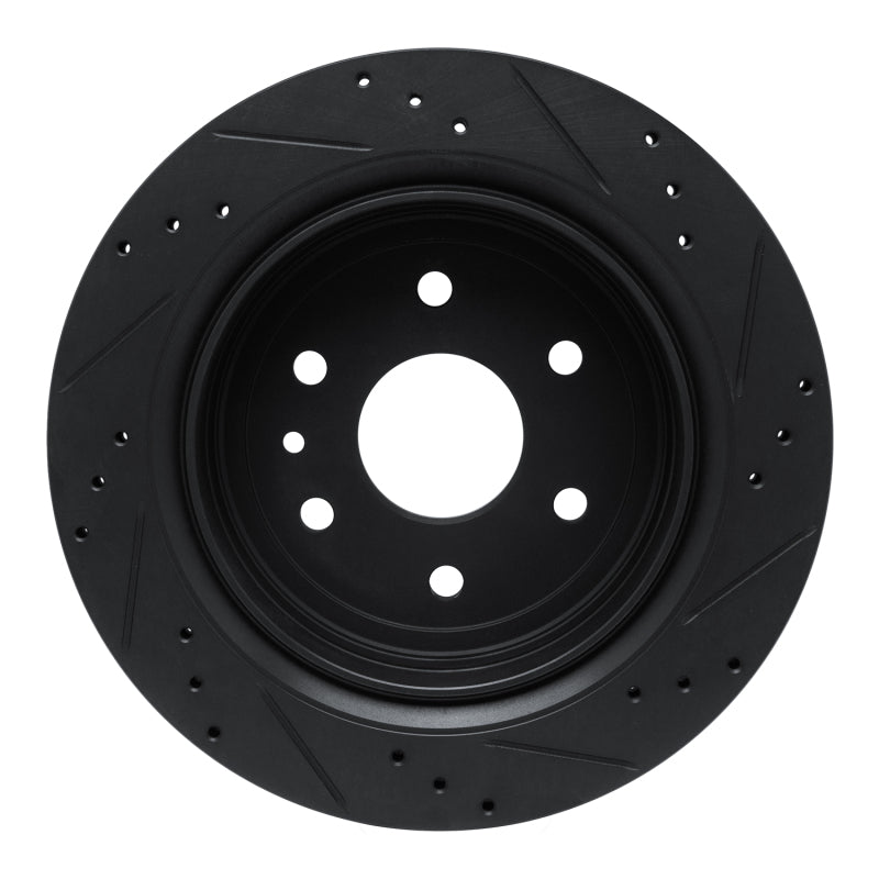 R1 Concepts R1 13-19 Cadillac XTS Rear Left Drilled & Slotted Black Brake Rotor