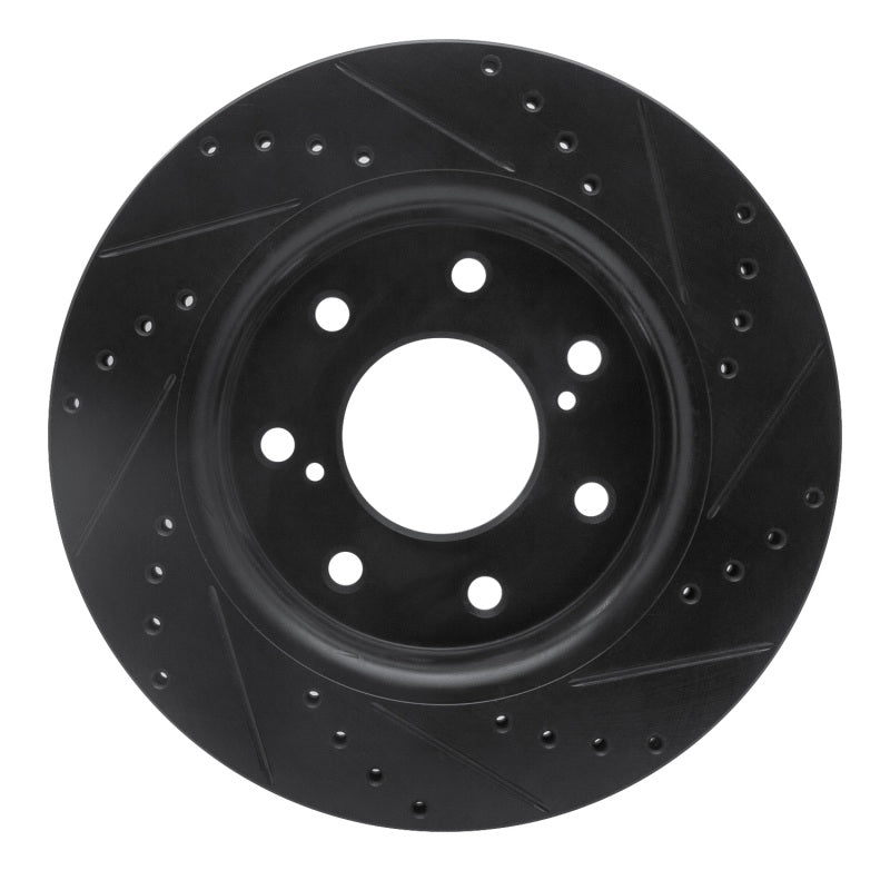 R1 Concepts R1 10-14 Ford F-150 4WD Front Left Drilled & Slotted Black Brake Rotor