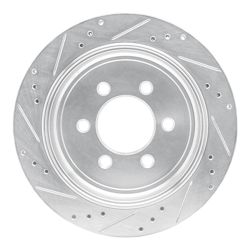 R1 Concepts R1 07-17 Ford Expedition Rear Right Drilled & Slotted Silver Brake Rotor