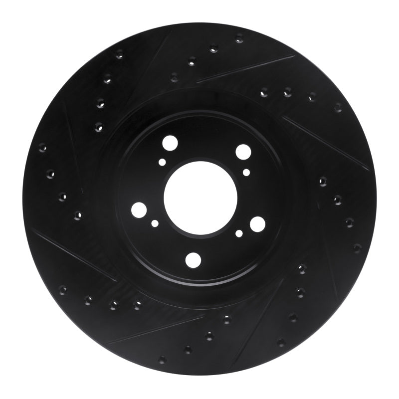R1 Concepts R1 05-12 Acura RL Front Right Drilled & Slotted Black Brake Rotor