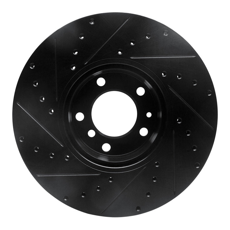 R1 Concepts R1 91-01 BMW 850CI Front Right Drilled & Slotted Black Brake Rotor