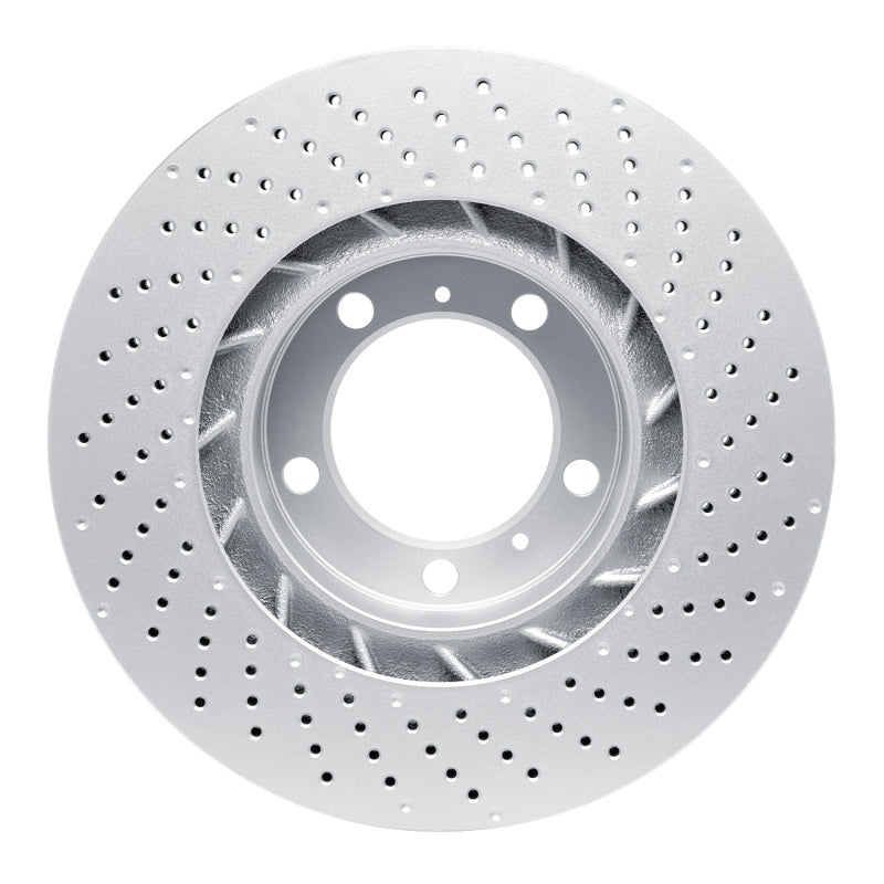 DFC 09-23 Porsche 718 Cayman Left Front Drilled GeoSPEC Coated Rotor