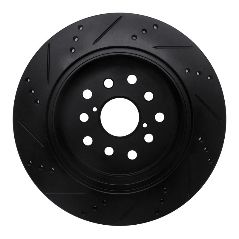 R1 Concepts R1 01-06 Lexus LS430 Rear Right Drilled & Slotted Black Brake Rotor