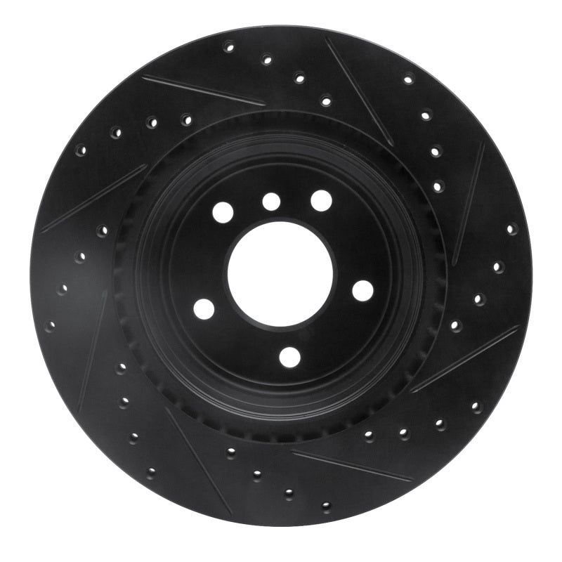 R1 Concepts R1 06-15 BMW 335XI Rear Left Drilled & Slotted Black Brake Rotor