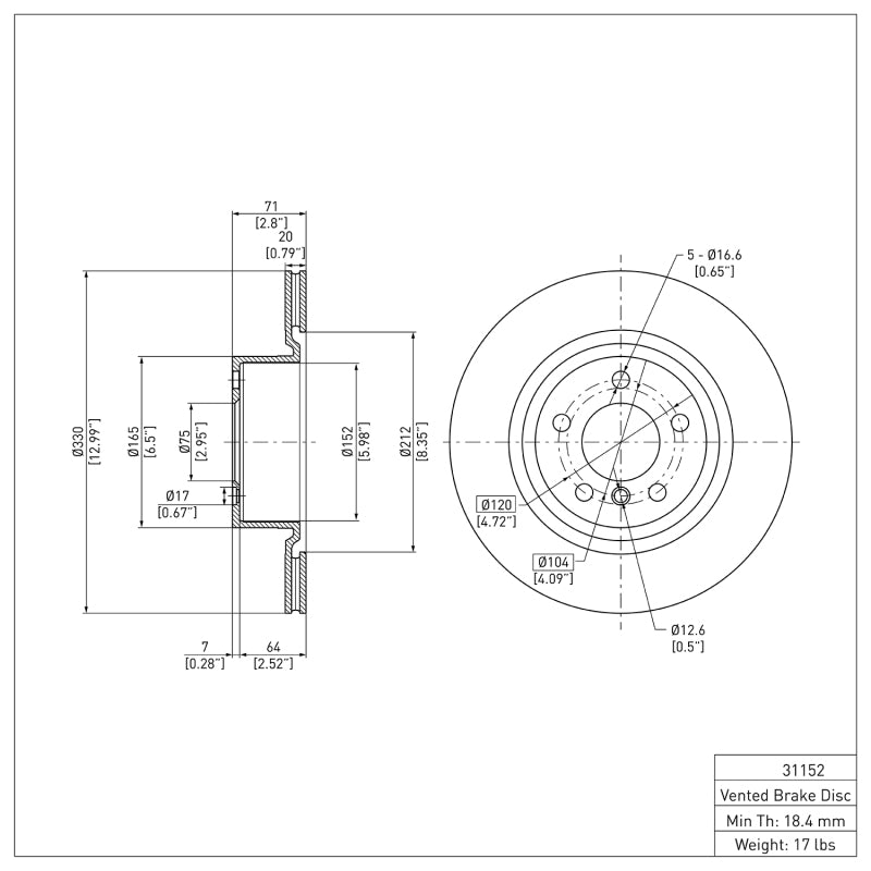 DFC 11-18 BMW X3 Rear Brake Rotor