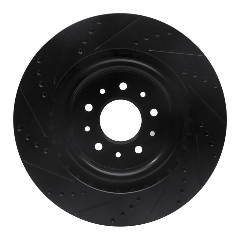 R1 Concepts R1 00-06 Jaguar XKR Front Right Drilled & Slotted Black Brake Rotor