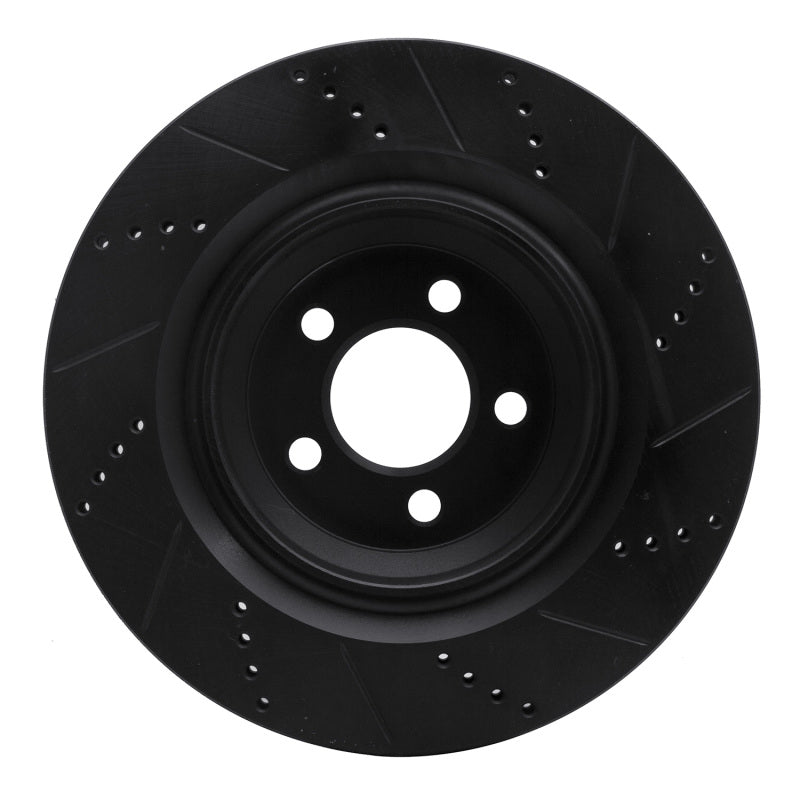 R1 Concepts R1 05-23 Chrysler 300 Rear Left Drilled & Slotted Black Brake Rotor