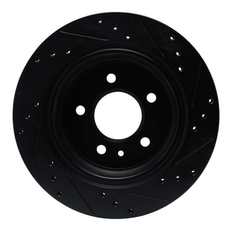 R1 Concepts R1 88-94 BMW 750IL Rear Left Drilled & Slotted Black Brake Rotor