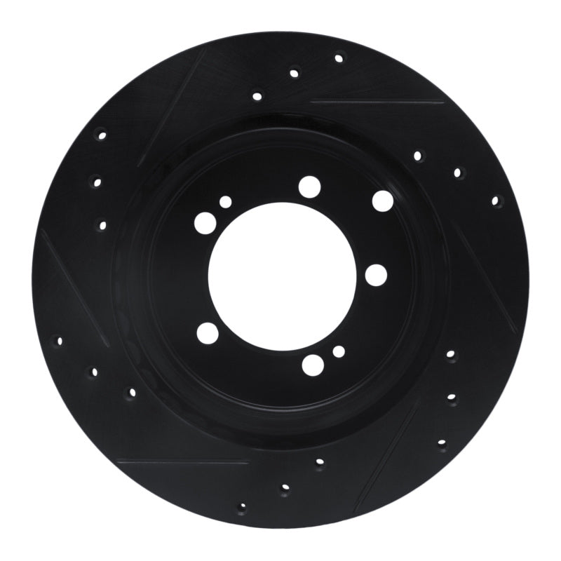 R1 Concepts R1 92-96 Mitsubishi DIAMANTE Rear Right Drilled & Slotted Black Brake Rotor