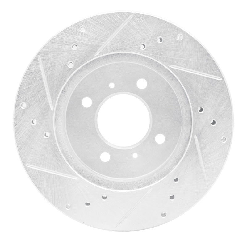 R1 Concepts R1 98-07 Mitsubishi Lancer Front Right Drilled & Slotted Silver Brake Rotor
