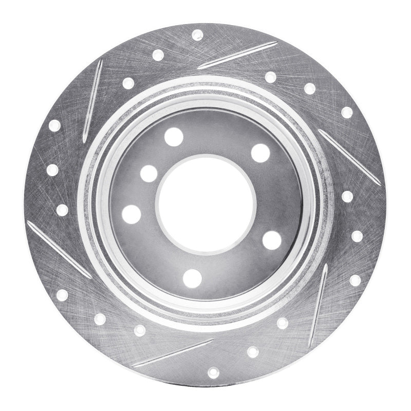 R1 Concepts R1 95-99 BMW 318TI Rear Right Drilled & Slotted Silver Brake Rotor