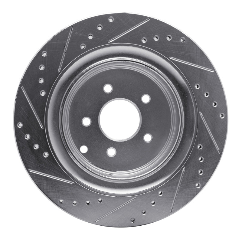 R1 Concepts R1 09-24 Infiniti Q70 Rear Right Drilled & Slotted Silver Brake Rotor