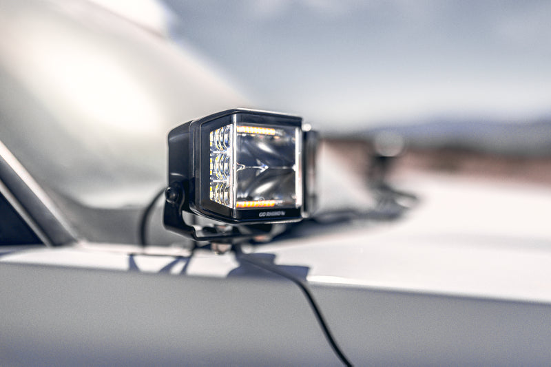Go Rhino Xplor Blackout Series Cube LED Sideline Spot Light Kit (Surface Mount) 4x3 - Blk (Pair)