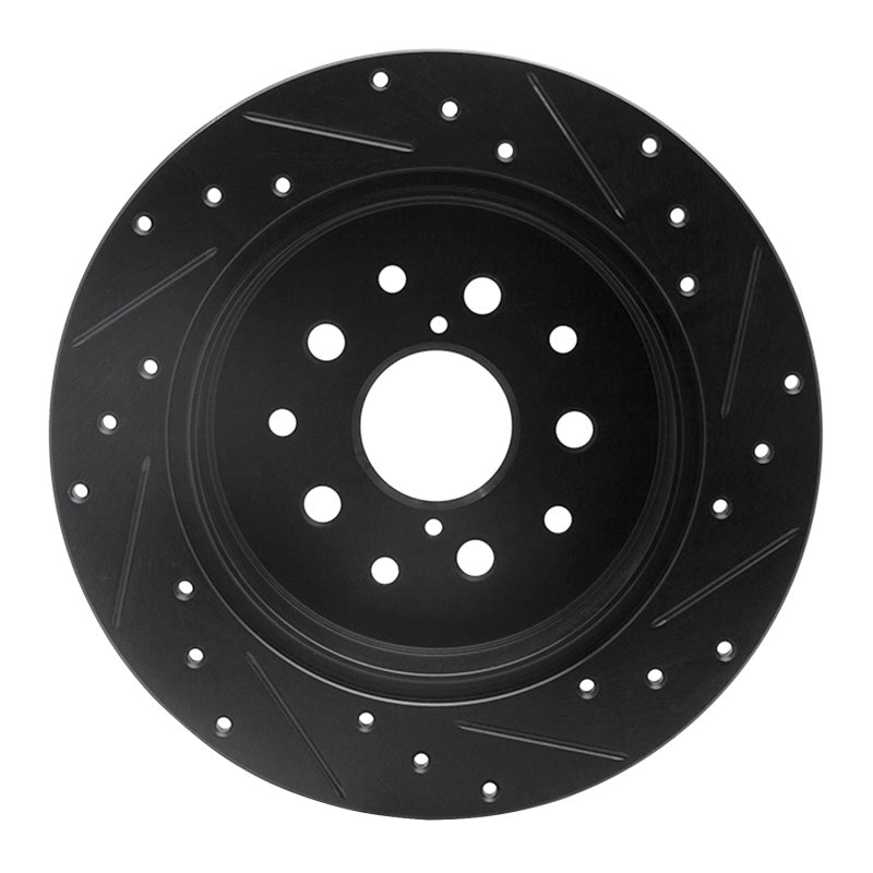 R1 Concepts R1 98-10 Lexus GS430 Rear Left Drilled & Slotted Black Brake Rotor