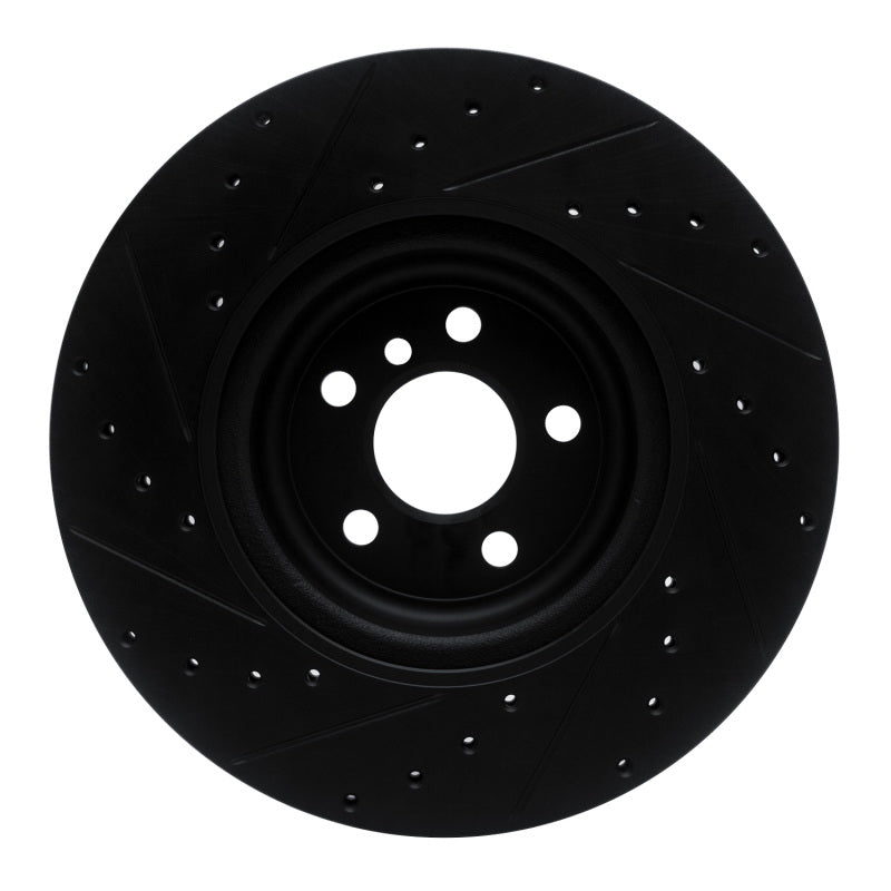 R1 Concepts R1 16-25 BMW 330e Rear Right Drilled & Slotted Black Brake Rotor