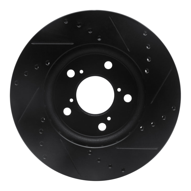 R1 Concepts R1 05-10 Honda Odyssey Front Left Drilled & Slotted Black Brake Rotor