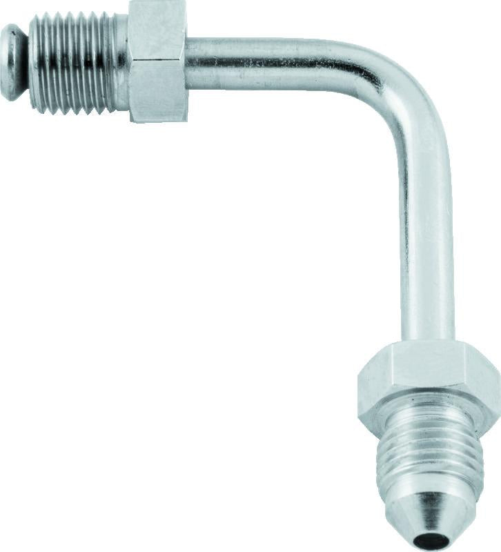 TwinPower Twin Power Stainless Brake Fitting Male 3/8-24 Inverted Flare to AN-3 Male 90 Adaptor Tube Short