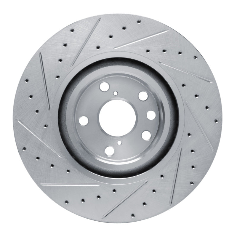 R1 Concepts R1 11-25 Lexus GS450H Right Front Drilled & Slotted Silver Brake Rotor