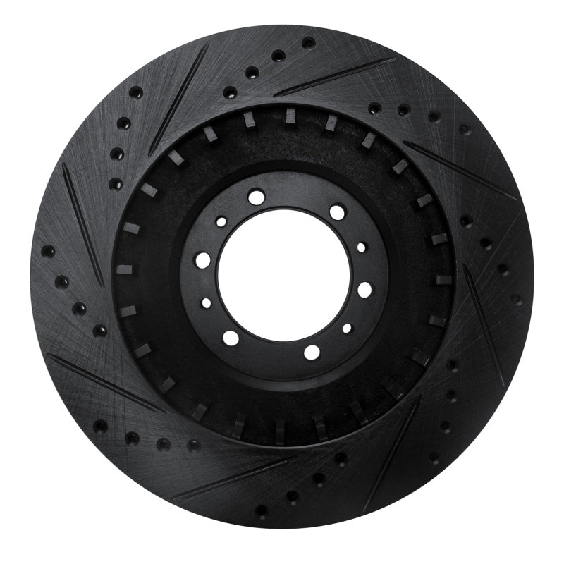 R1 Concepts R1 98-04 Mitsubishi Montero Front Right Drilled & Slotted Black Brake Rotor