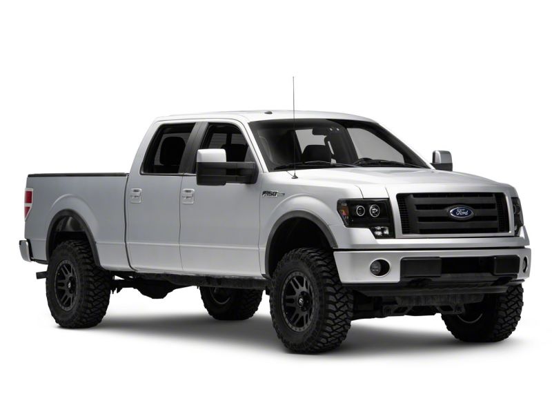 Raxiom 09-14 Ford F-150 Super White LED Halo Projector Headlights- Black Housing (Clear Lens)