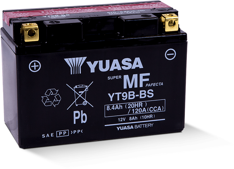 Yuasa Battery Yuasa YT9B-BS Maintenance Free 12-Volt AGM Battery w/Bottle
