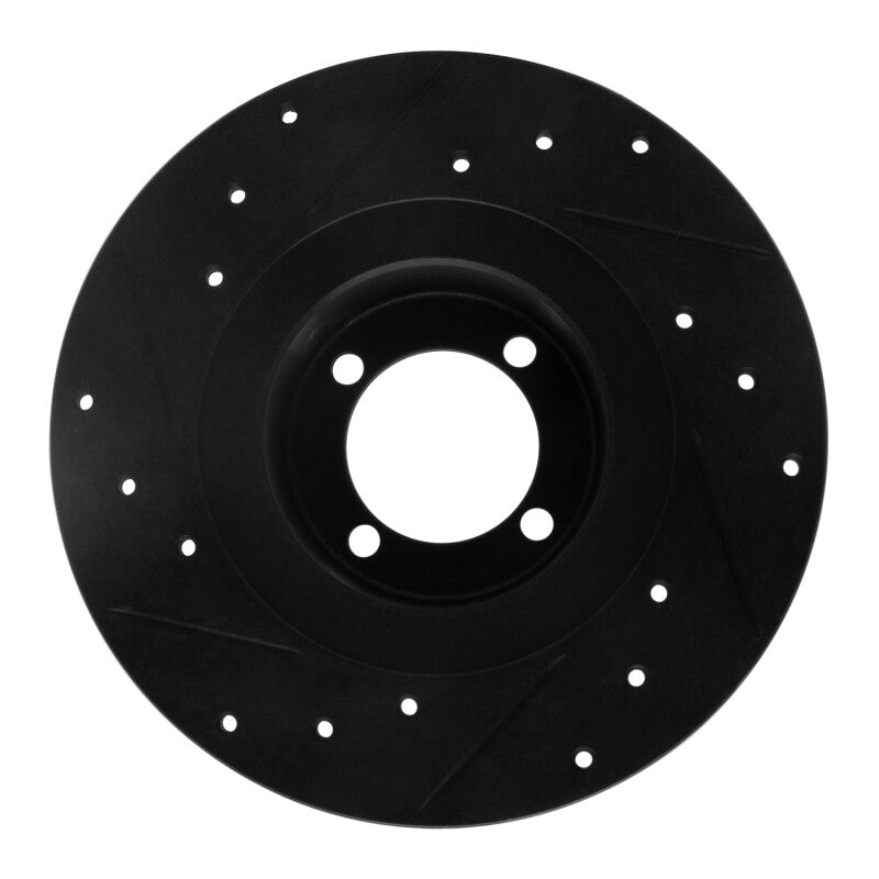 R1 Concepts R1 67-76 BMW 1600 Front Right Drilled & Slotted Black Brake Rotor