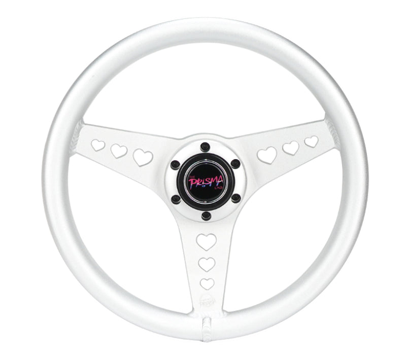 NRG All Aluminum Steering Wheel 330mm - Heart Cut Out- Ergonomic Grip- Anadized Silver