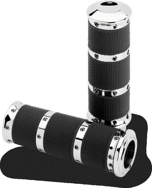 Performance Machine Handle Grip Set- XL Rubber 2K8 - Chrome