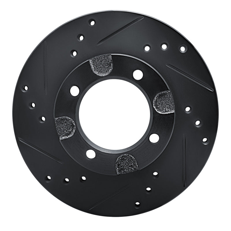 R1 Concepts R1 82-86 Nissan STANZA Front Left Drilled & Slotted Black Brake Rotor