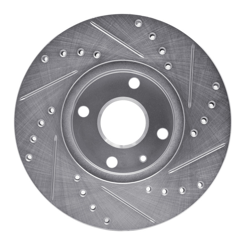 R1 Concepts R1 1990-2003 Ford Escort Front Left Drilled & Slotted Silver Brake Rotor