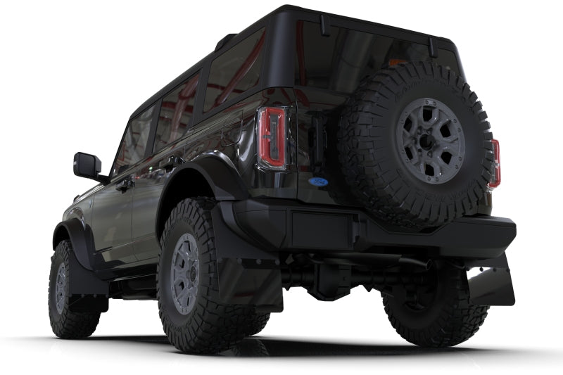 Rally Armor 21-25 Ford Bronco (Steel Bmpr - NO Rptr/Sprt - NO RR/RB) Blk Mud Flap w/Red Logo