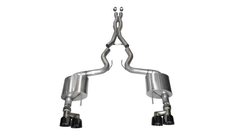 Corsa 14335BLK Cat-Back 3.0" Dual Rear Twin 4.0" Mustang 5.0 15-17