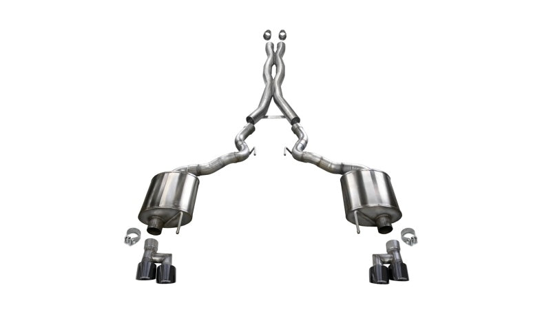 Corsa 21048BLK Cat-Back 3.0" Dual Rear Twin 4.0" Mustang 5.0 18-22
