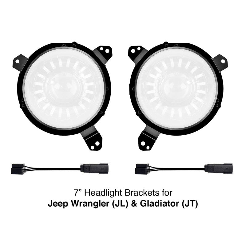 XKGLOW XK Glow Universal Headlight Mounting Brackets for Jeep Wrangler JL and Gladiator JT Models 7In