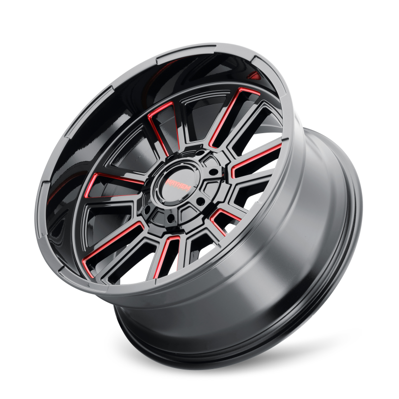 Mayhem 8115 Apollo 20x10 / 8x165.1 BP / -19mm Offset / 125.2mm Hub Black w/ Prism Red Wheel