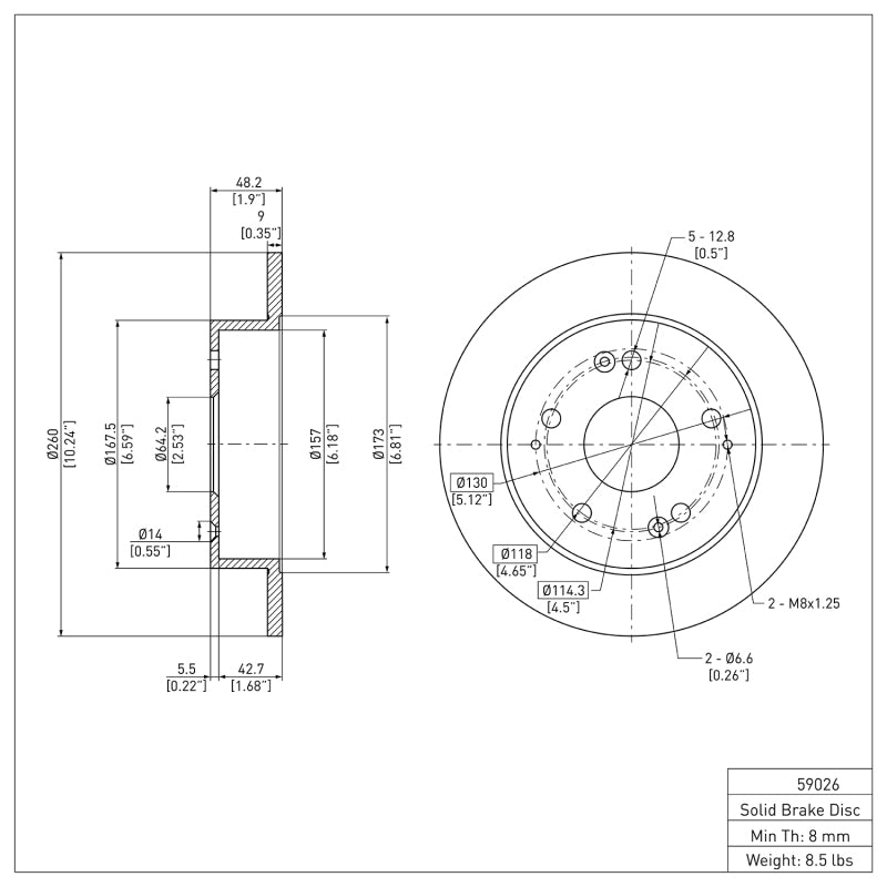 DFC 97-001 Acura Integra Rear Brake Rotor