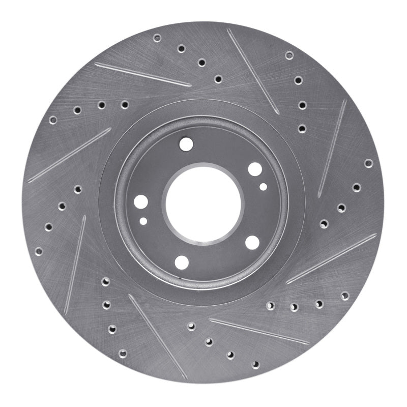 R1 Concepts R1 07-12 Hyundai Veracruz Front Left Drilled & Slotted Silver Brake Rotor