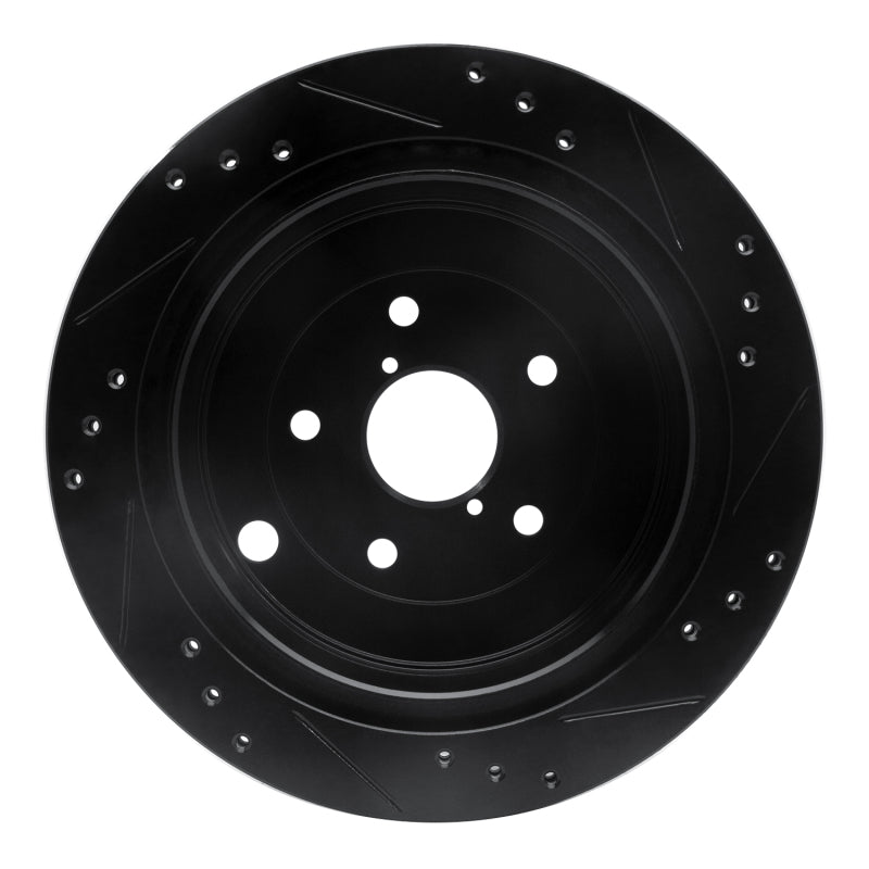 R1 Concepts R1 06-14 Subaru Tribeca Rear Left Drilled & Slotted Black Brake Rotor