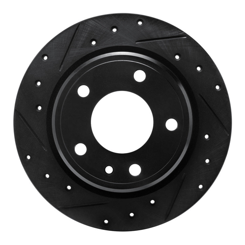 R1 Concepts R1 88-91 BMW M3 Rear Left Drilled & Slotted Black Brake Rotor