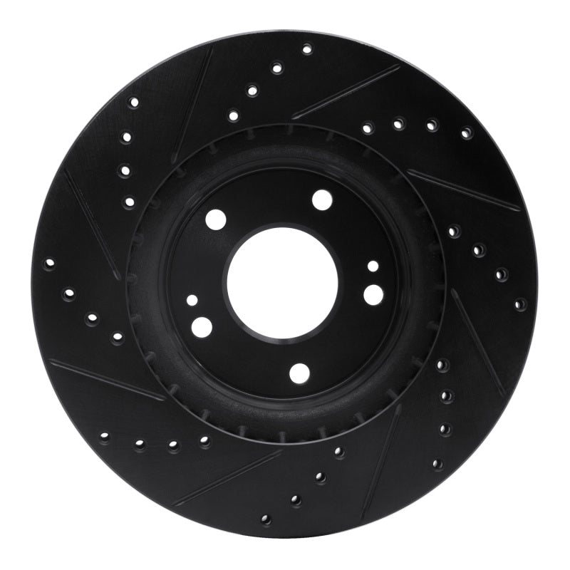 R1 Concepts R1 15-25 Hyundai Kona Front Right Drilled & Slotted Black Brake Rotor