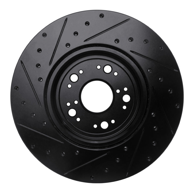 R1 Concepts R1 95-00 Lexus LS400 Front Right Drilled & Slotted Black Brake Rotor