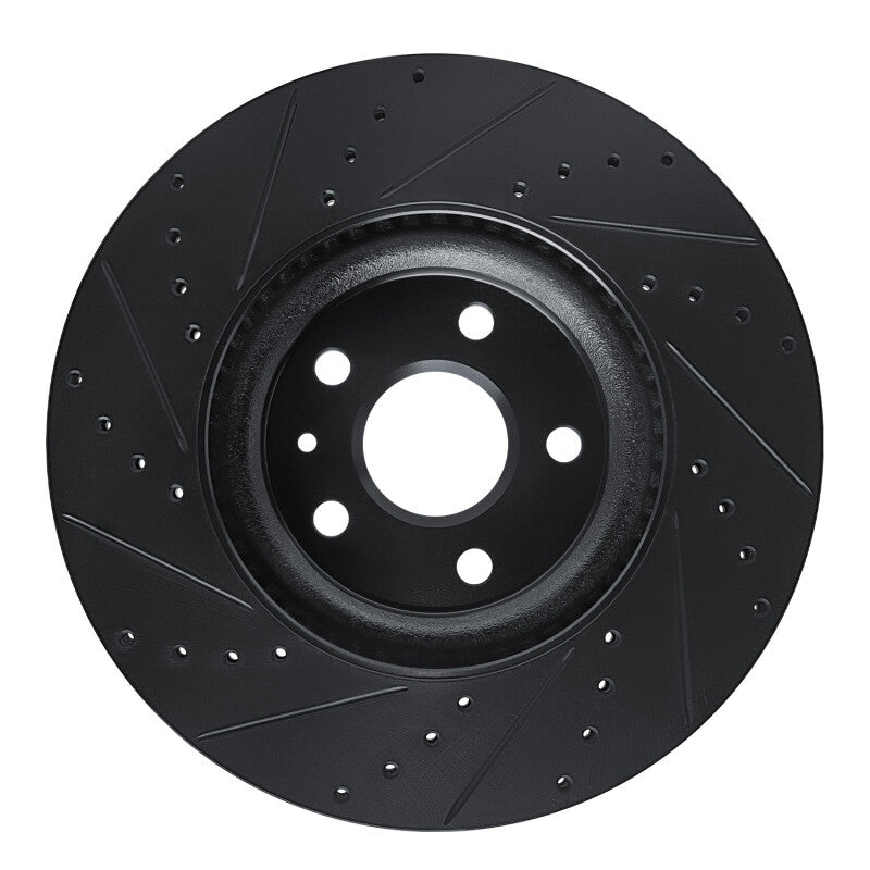 R1 Concepts R1 13-19 Buick Regal Front Right Drilled & Slotted Black Brake Rotor