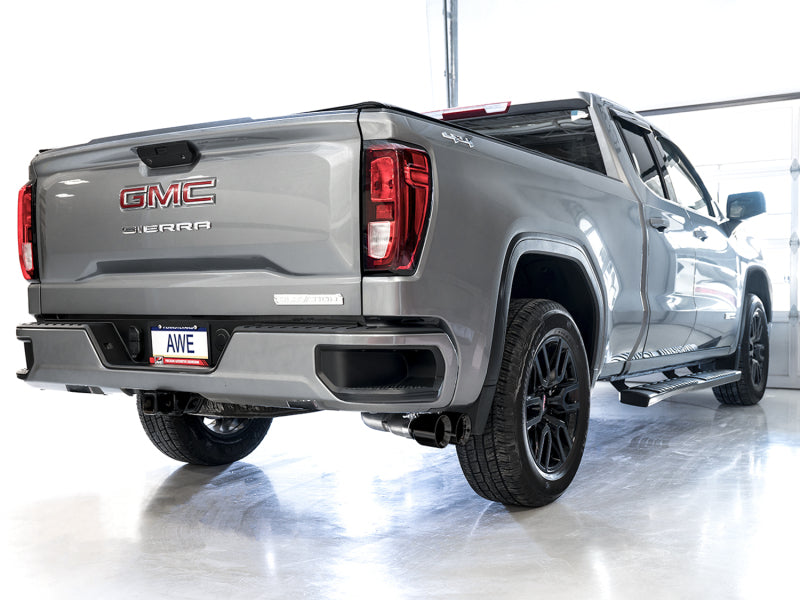 AWE Tuning 4th Gen GM 1500 5.3L 0FG Cat-Back Dual Side Exit (Flat Bumper) - Diamond Tips