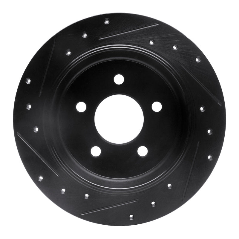 R1 Concepts R1 96-02 Ford Crown Victoria Rear Right Drilled & Slotted Black Brake Rotor