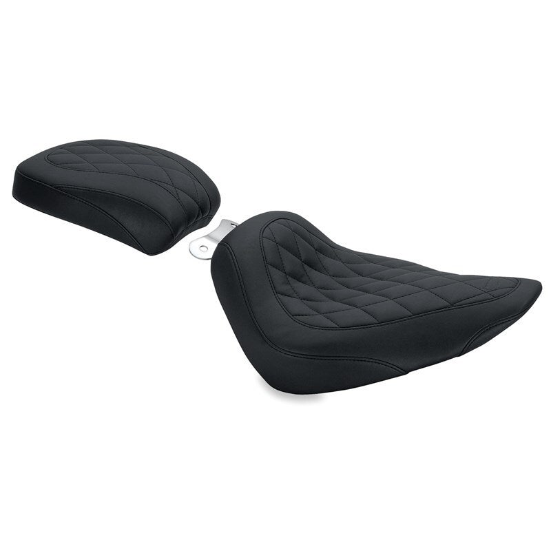Mustang Motorcycle Mustang 00-15 Harley Softail Standard Rear Tire Wide Tripper Solo Seat Diamond Stitch- Black