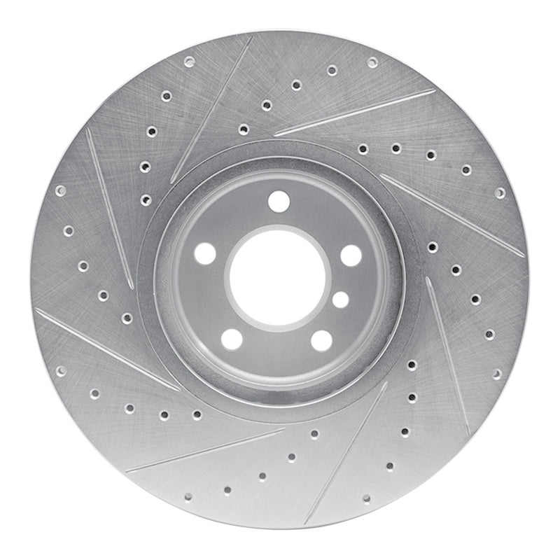R1 Concepts R1 08-19 BMW X5 Front Right Drilled & Slotted Silver Brake Rotor