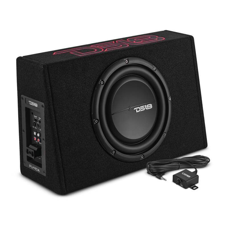 DS18 Single 10in Shallow Enclosure w/ Subwoofer 350 Watts RMS Sealed Black Carpet Amplified