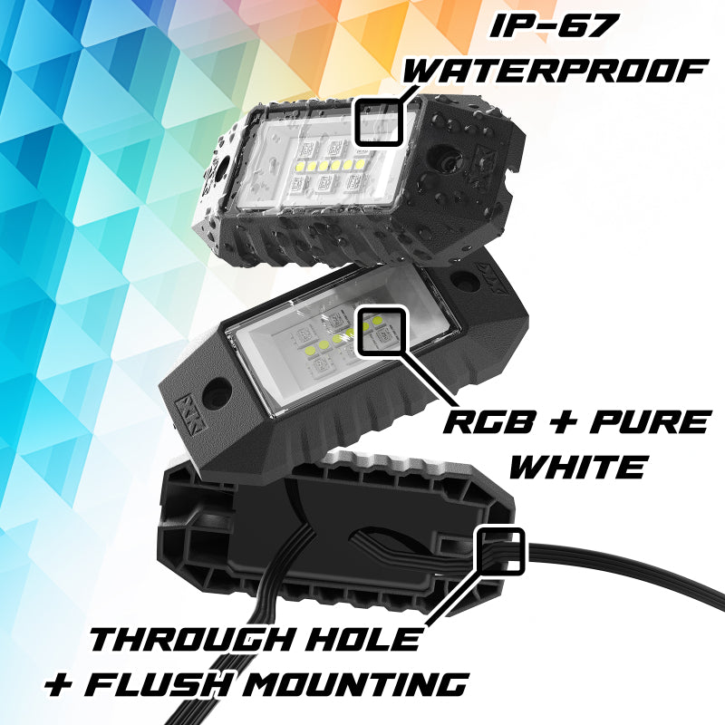 XKGLOW XK Glow RGBW 8pc Addressable LED Rock Light Kit