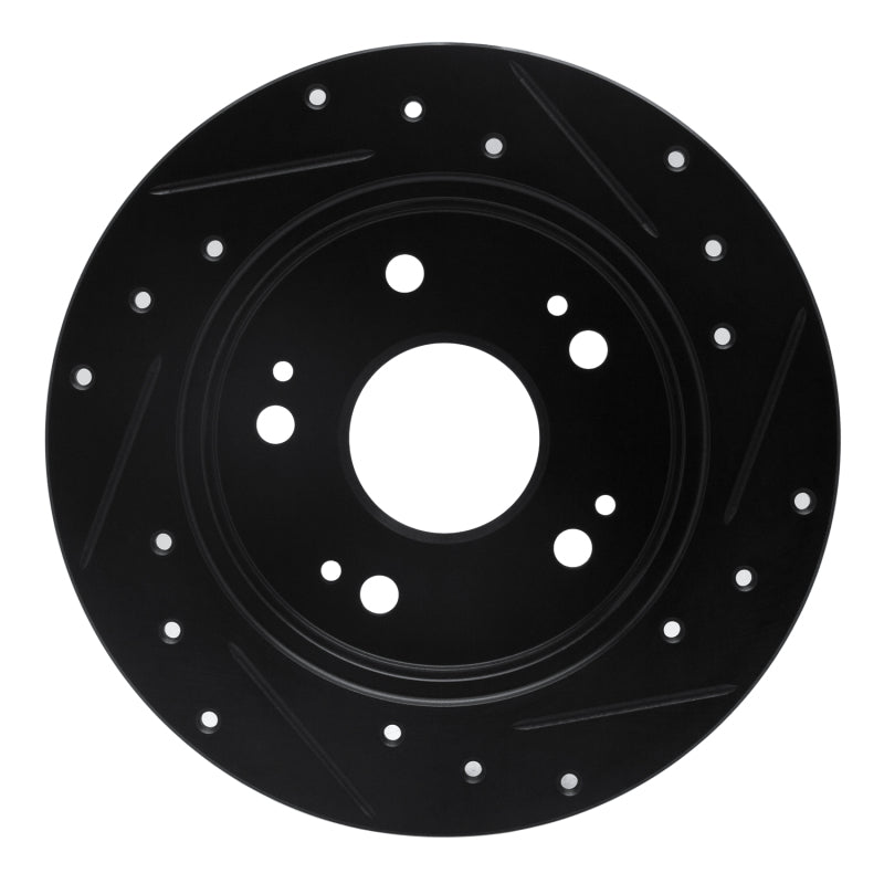 R1 Concepts R1 97-15 Acura ILX Rear Left Drilled & Slotted Black Brake Rotor
